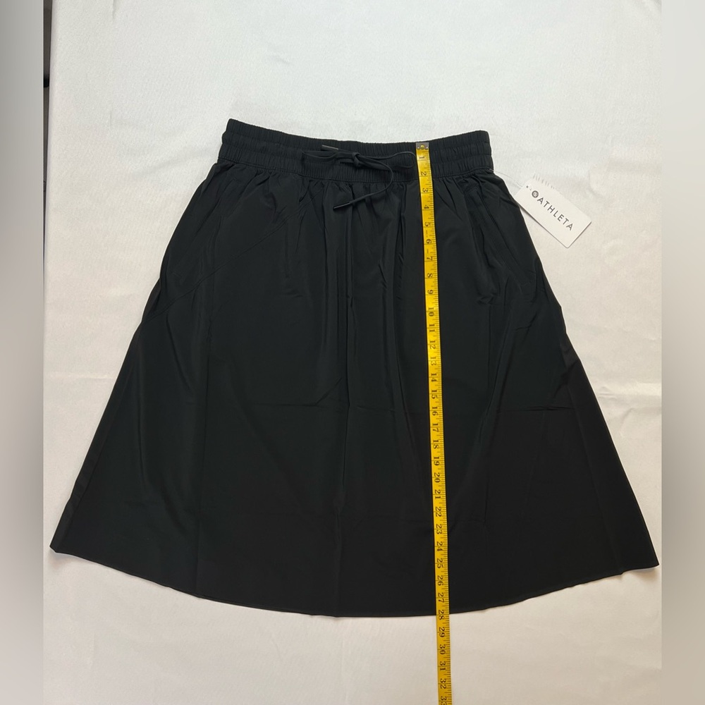 Athleta Arrival Black A-line Work Vacation Travel Elastic Waist Drawstring Skirt - Picture 12 of 16